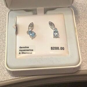 Aquamarine and diamond earrings
